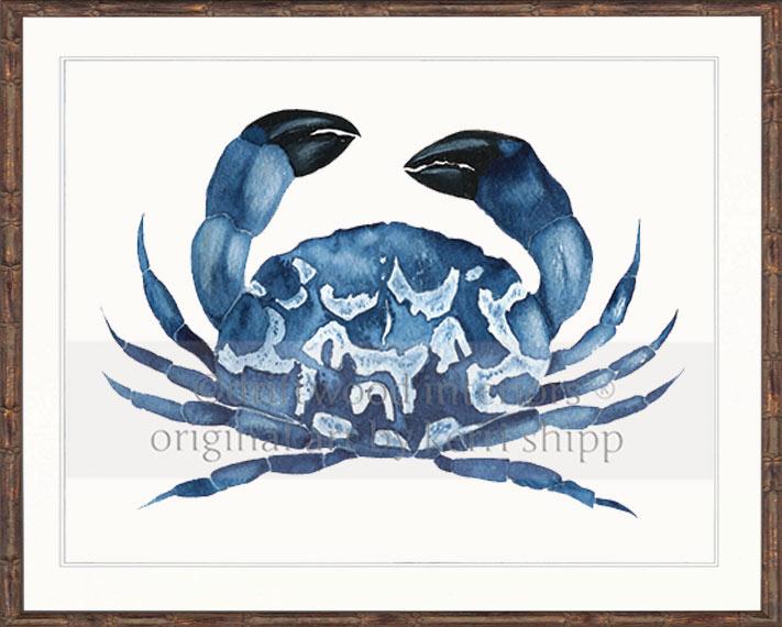 Blue Crab Watercolour Print