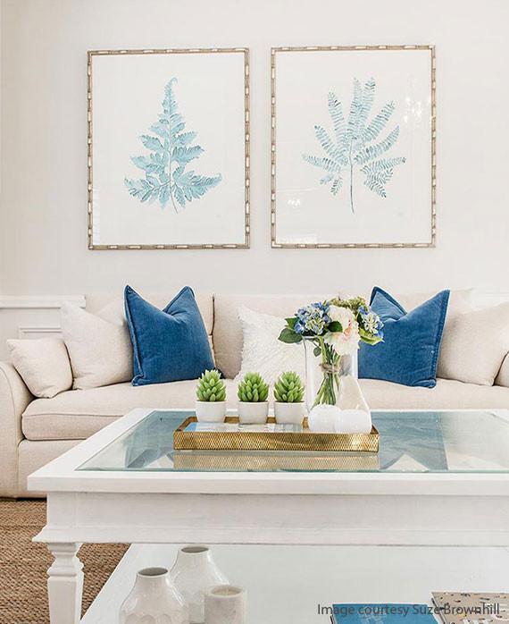 Pale Blue Foliage II - Driftwood Interiors