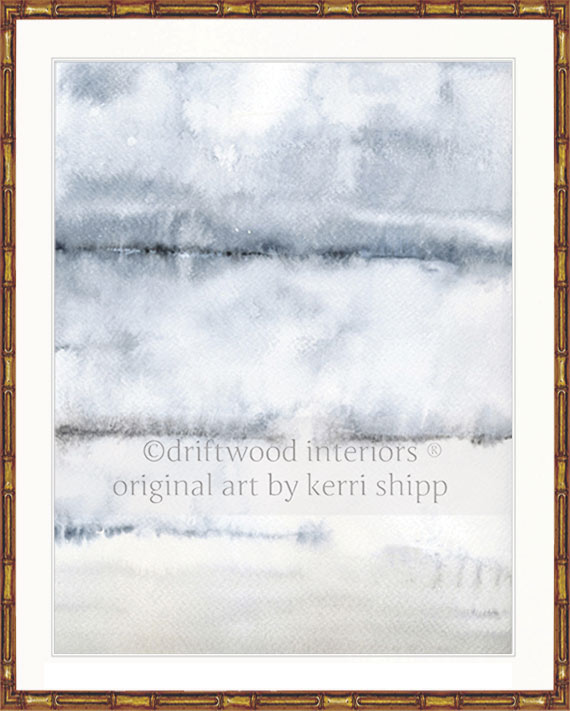Designer Boys Art - After the Rain II Abstract Wall Art Print in gold bamboo frame  by Kerri Shipp