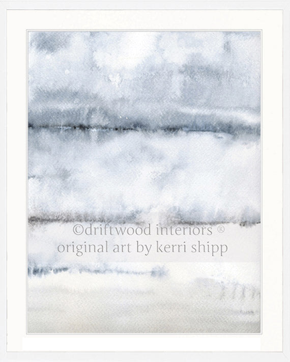 Designer Boys Art - After the Rain II Abstract Wall Art Print in white timber frame  by Kerri Shipp