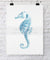 Blue Seahorse Wall Art Print II by Kerri Shipp Driftwood Interiors