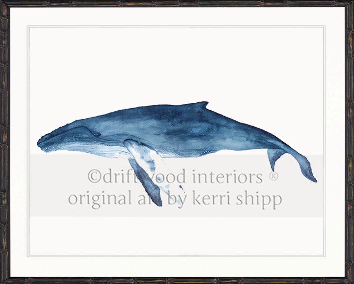 Blue Whale Watercolour Print