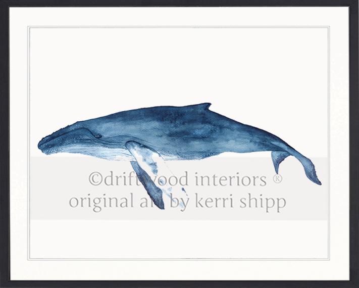 Blue Whale Watercolour Print