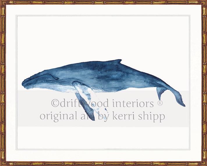 Blue Whale Watercolour Print