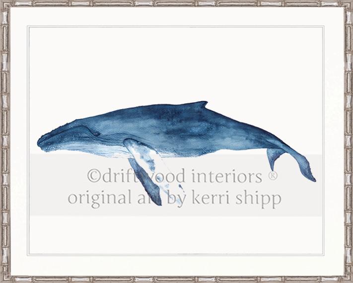 Blue Whale Watercolour Print