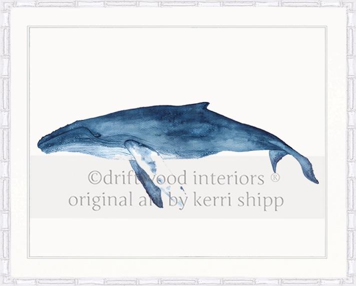 Blue Whale Watercolour Print