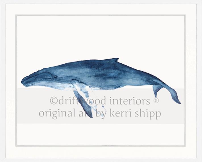 Blue Whale Watercolour Print