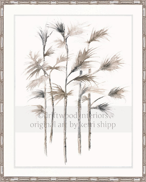 Boho wall art print - Sepia Palm I Artwork in silver bamboo frame by Driftwood Interiors