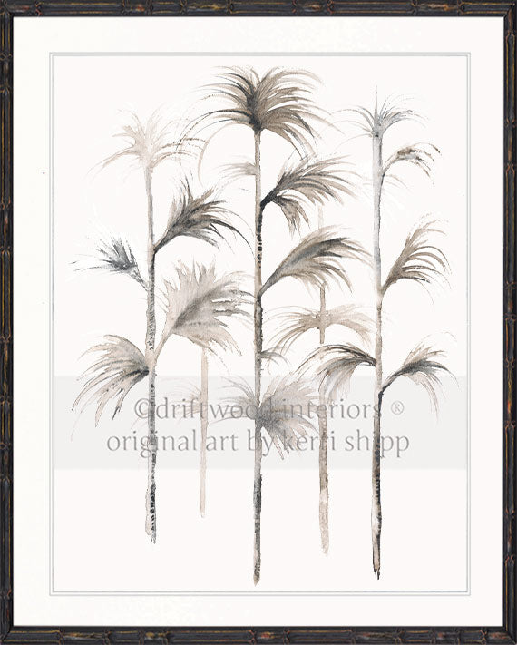 Boho Wall Art Print - Sepia Palm I Artwork in black bamboo frame by Driftwood Interiors