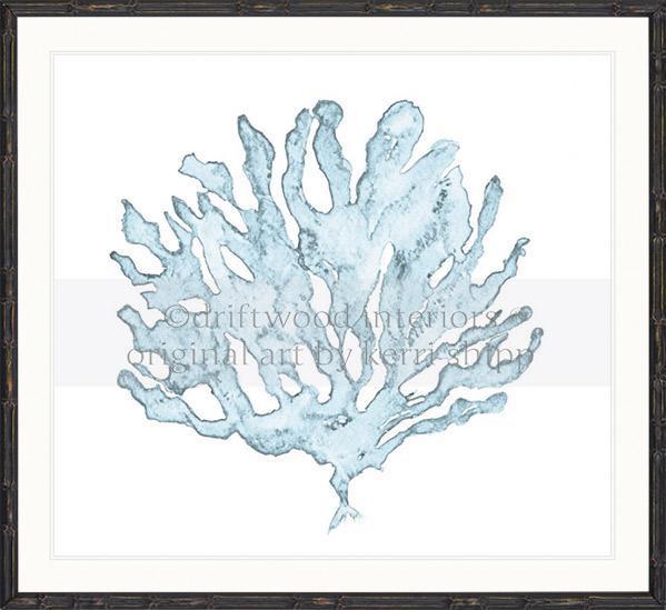 Designer Boys Art - Pale Blue Coral III Wall Art Print by Kerri Shipp in Black Bamboo Frame