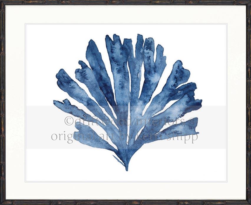 Designer Boys Art - Oceanic Coral II in Indigo Blue in blackbamboo frame - Driftwood Interiors 