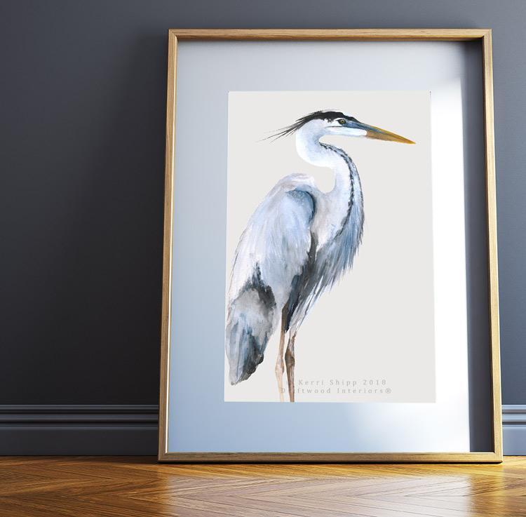 Great Blue Heron Bird Print - Driftwood Interiors