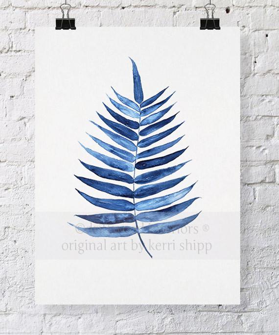 Palm Leaf in Denim - Driftwood Interiors