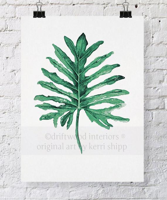 Tropical Art  - Tropical Leaf II Wall Art Print in Emerald Green - Driftwood Interiors