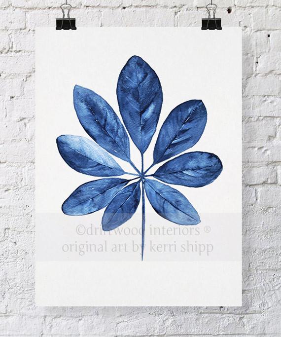 Tropical Leaf in Denim - Driftwood Interiors