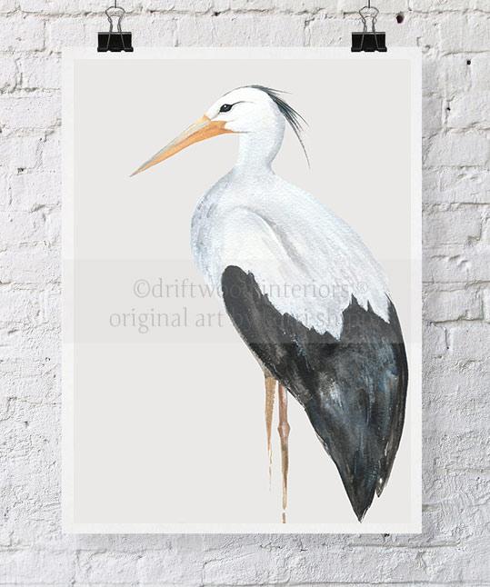 Snowy Egret Bird Print - Driftwood Interiors