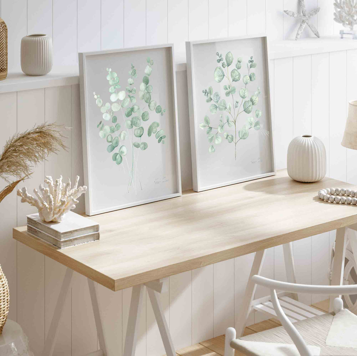 Green Eucalyptus Leaf Prints - Set of 2