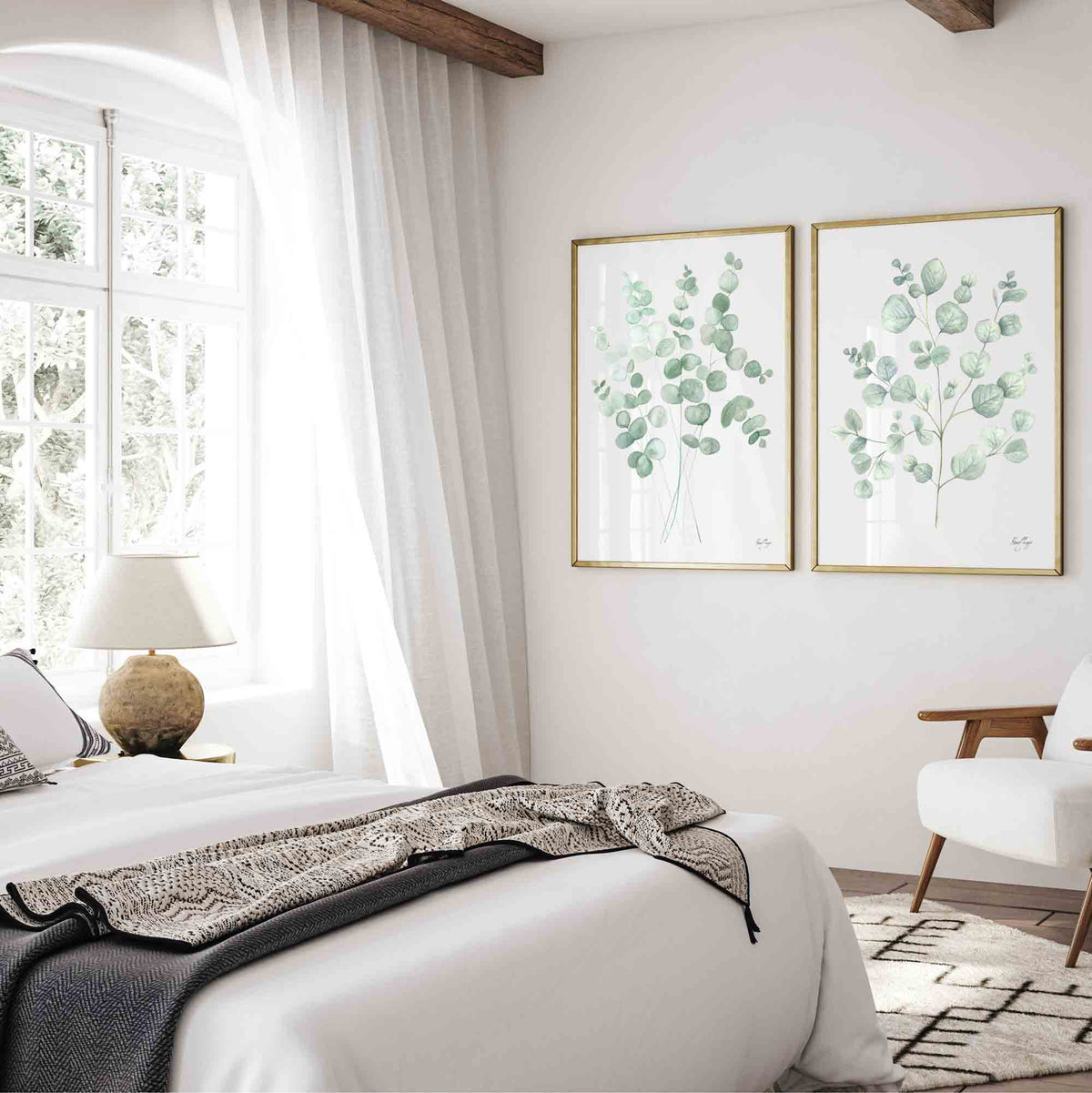 Green Eucalyptus Leaf Prints - Set of 2