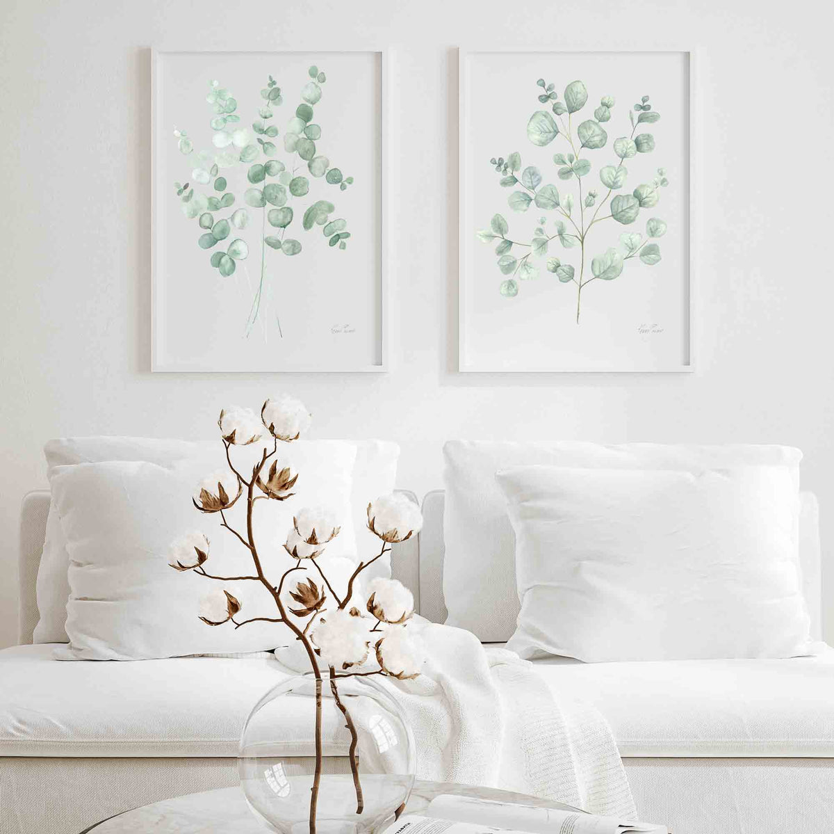 Green Eucalyptus Leaf Prints - Set of 2