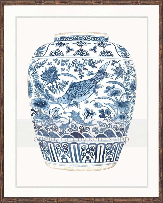 Ginger Jar I in Denim Blue