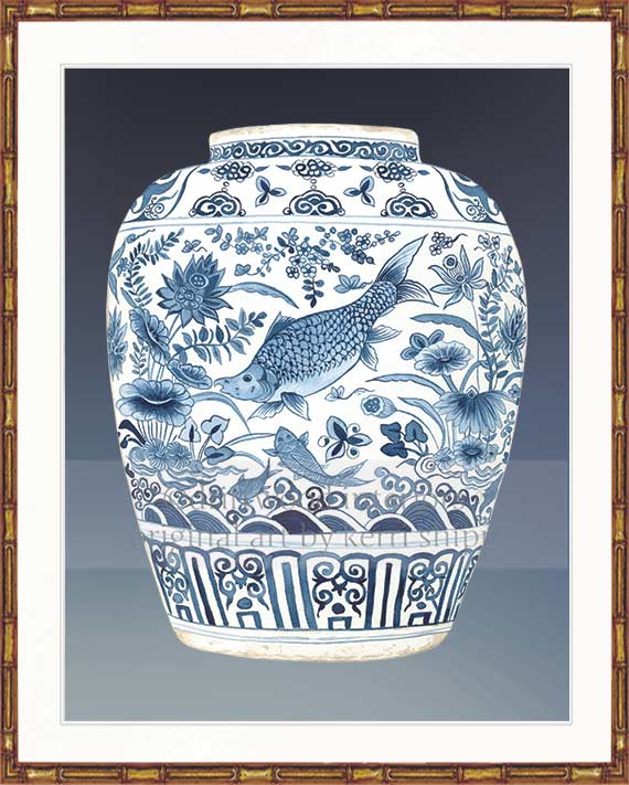 Ginger Jar I in Denim Blue