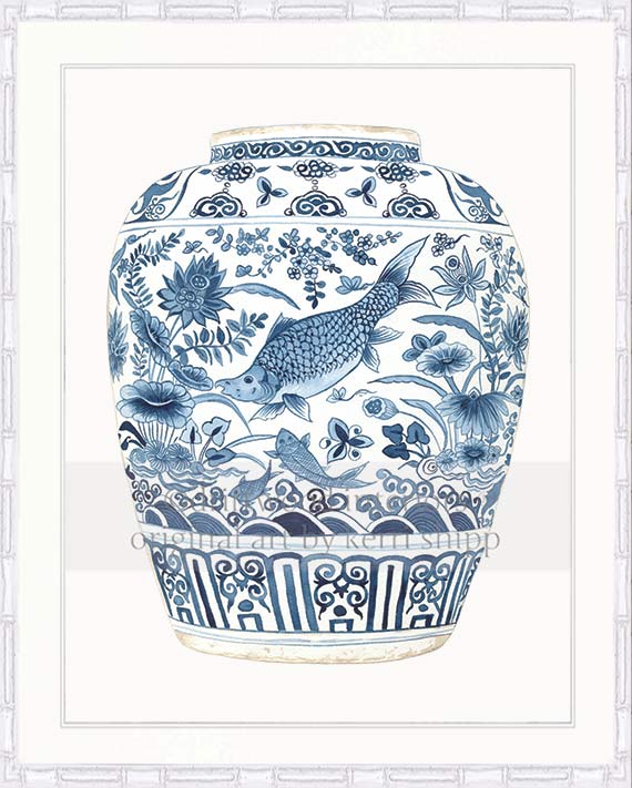 Ginger Jar I in Denim Blue