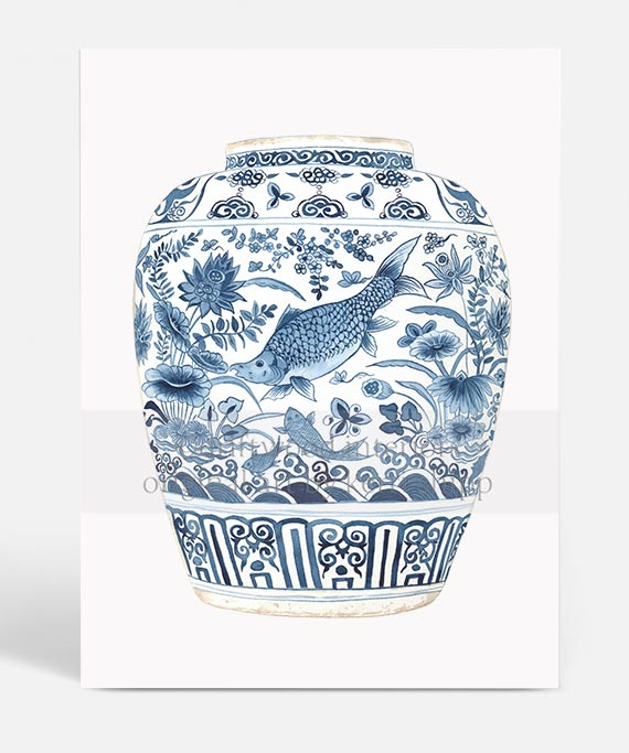 Ginger Jar I in Denim Blue