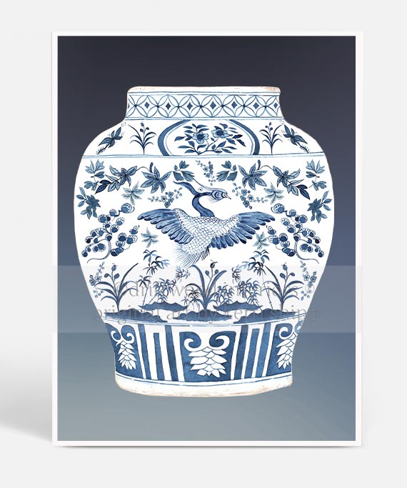 Ginger Jar II in Denim Blue