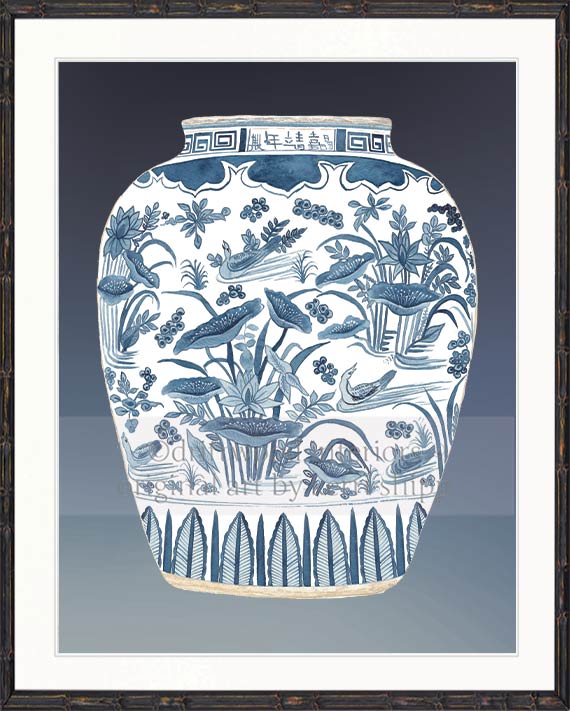 Ginger Jar III in Denim Blue