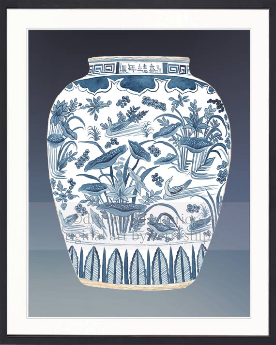 Ginger Jar III in Denim Blue