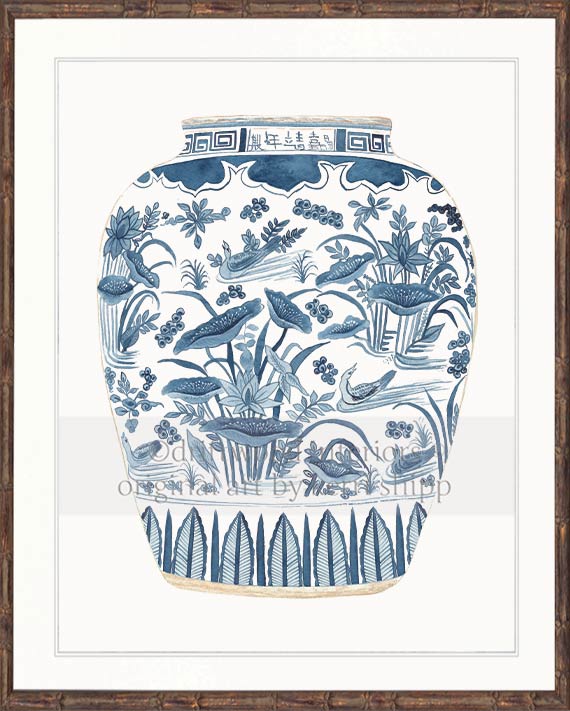 Ginger Jar III in Denim Blue