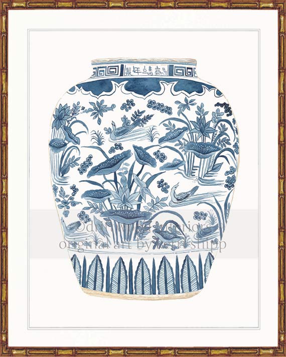 Ginger Jar III in Denim Blue