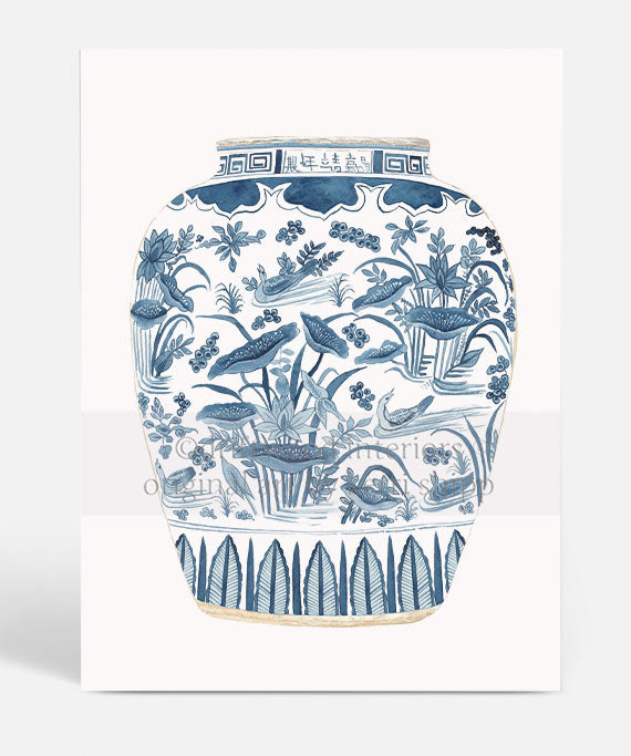 Ginger Jar III in Denim Blue