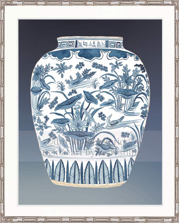 Ginger Jar III in Denim Blue