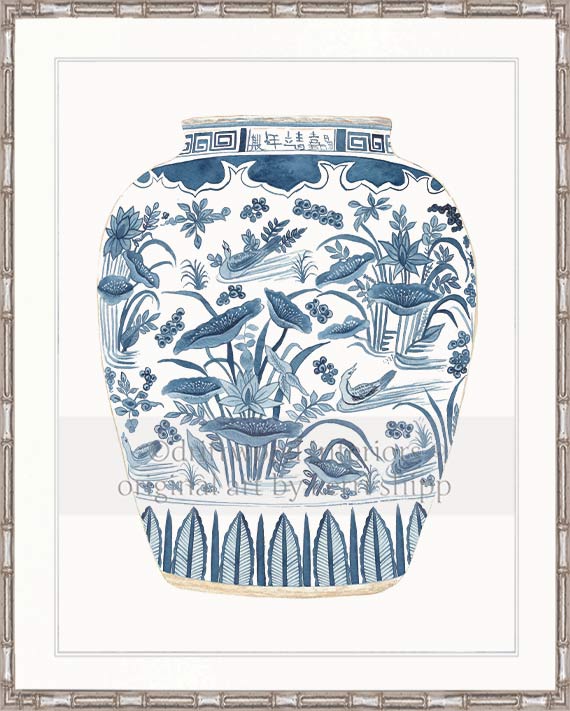 Ginger Jar III in Denim Blue