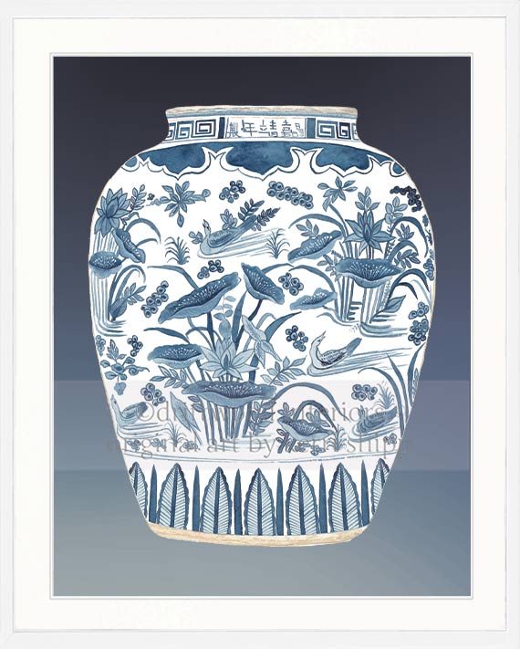 Ginger Jar III in Denim Blue