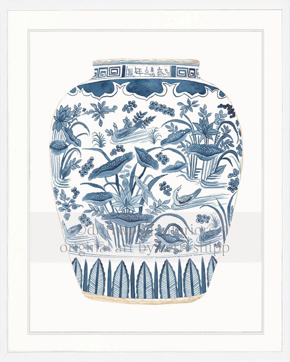 Ginger Jar III in Denim Blue