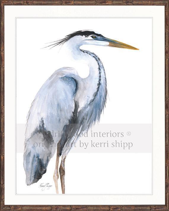 Great Blue Heron Bird Print - Driftwood Interiors
