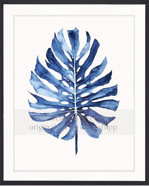 Monstera Leaf in Denim - Driftwood Interiors