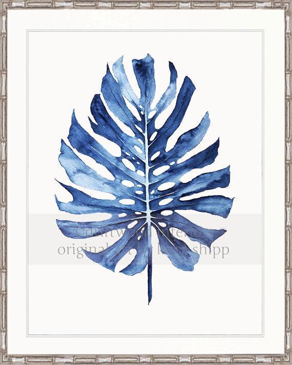Monstera Leaf in Denim - Driftwood Interiors