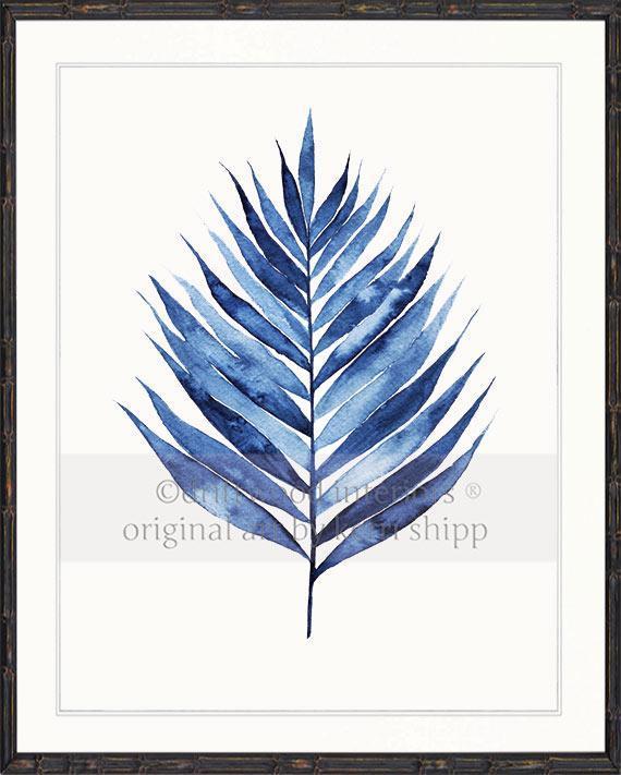Palm Leaf II in Denim - Driftwood Interiors