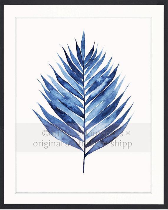 Palm Leaf II in Denim - Driftwood Interiors