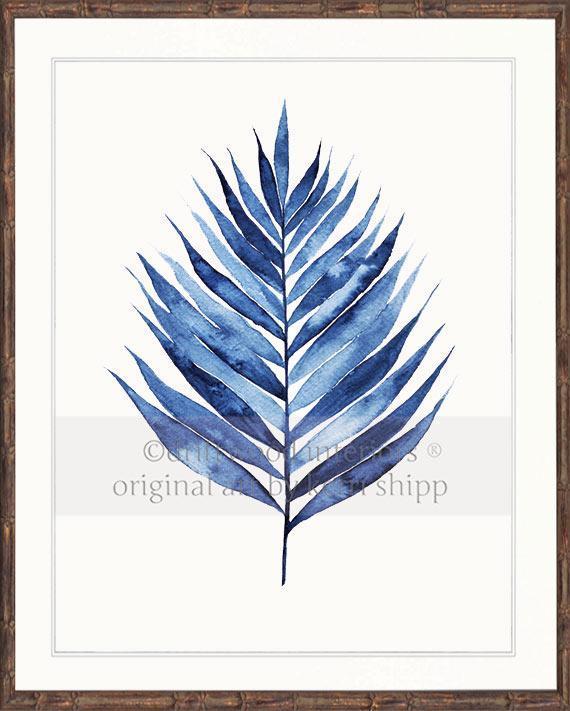 Palm Leaf II in Denim - Driftwood Interiors