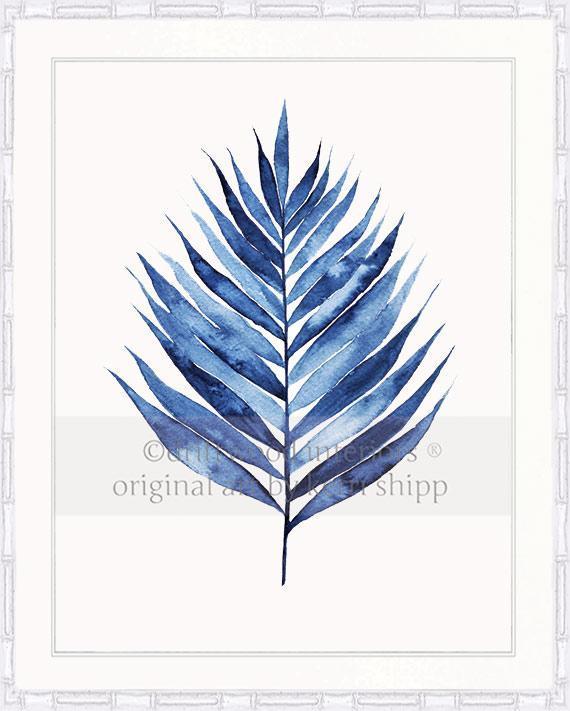 Palm Leaf II in Denim - Driftwood Interiors