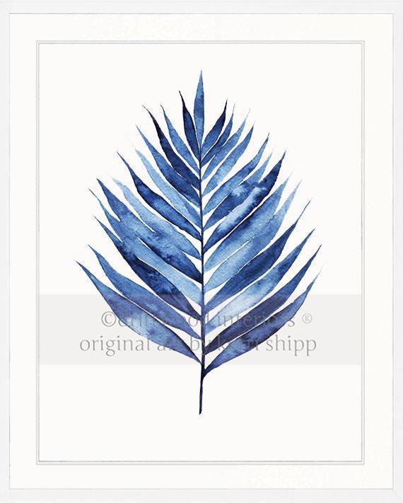 Palm Leaf II in Denim - Driftwood Interiors
