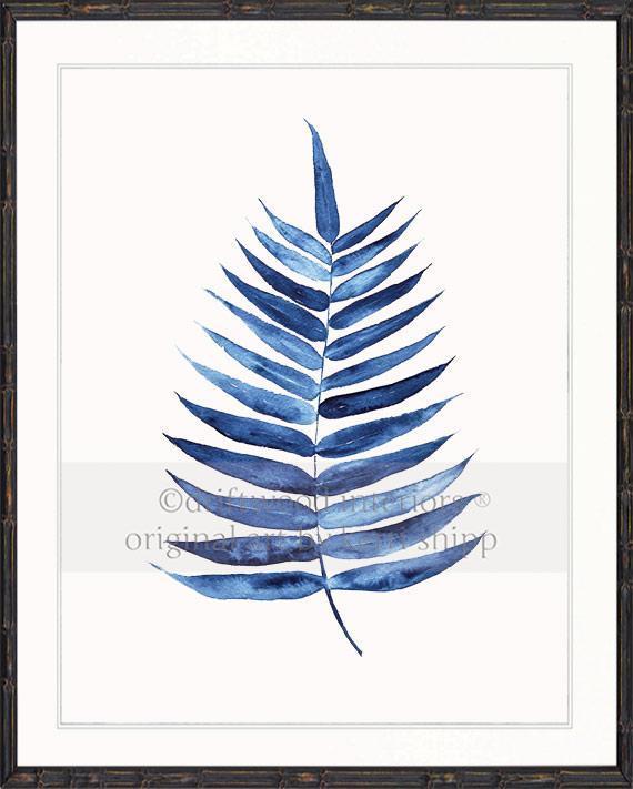 Palm Leaf in Denim - Driftwood Interiors