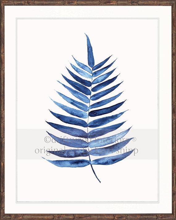 Palm Leaf in Denim - Driftwood Interiors