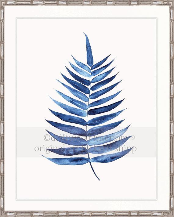 Palm Leaf in Denim - Driftwood Interiors