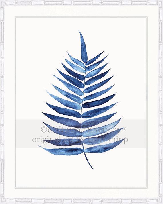 Palm Leaf in Denim - Driftwood Interiors