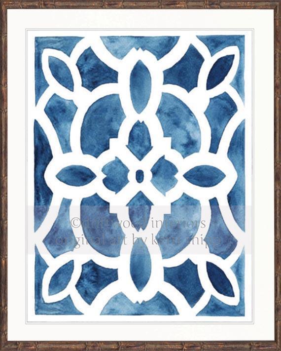 Parterre Garden Wall Art Print | Vendeuvre in Indigo - Driftwood Interiors